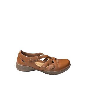 Clarks Collection Brown Leather Crisscross Flats Size 9